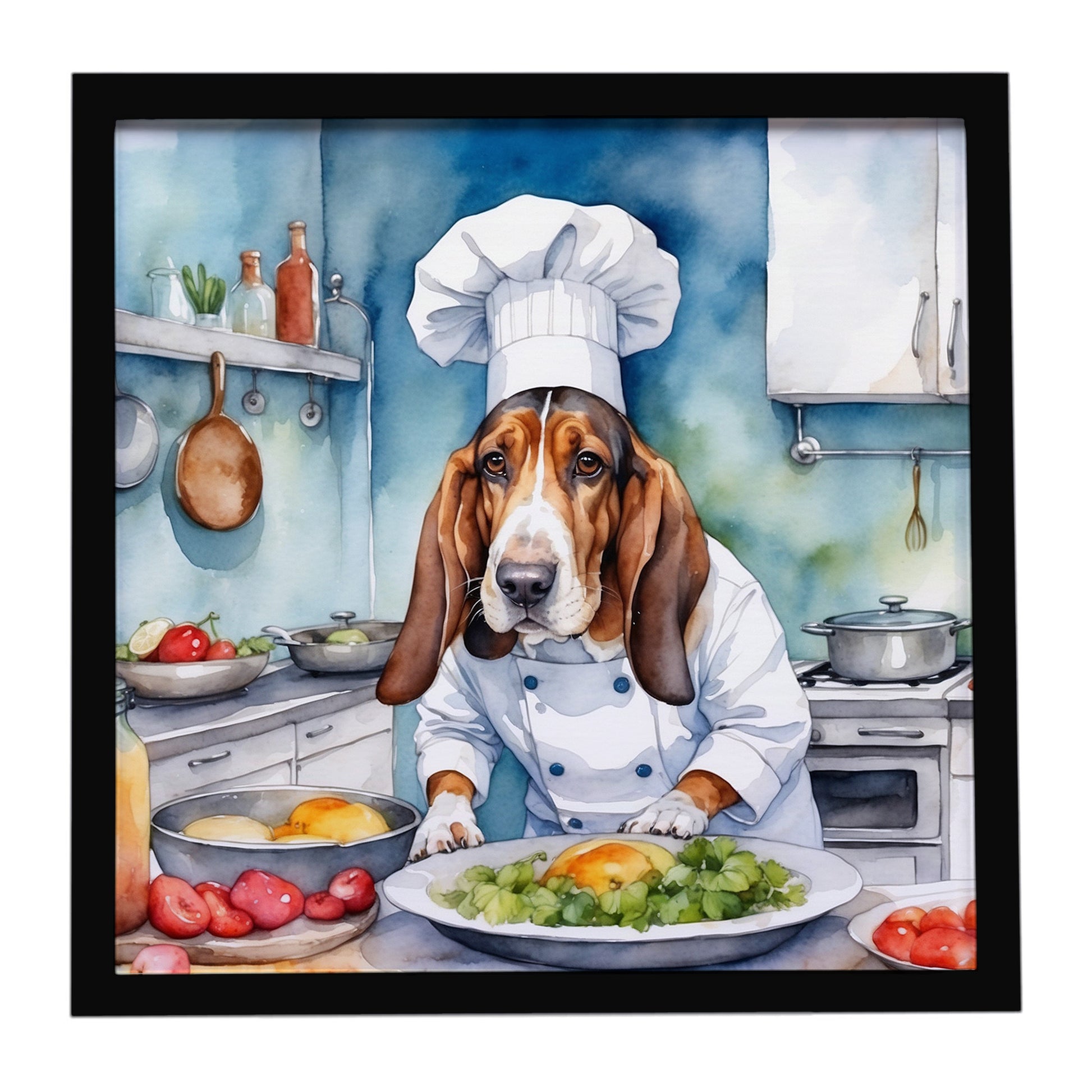 Buy this Basset Hound The Chef Framed Metal Print
