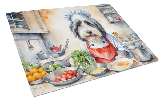 Buy this Bearded Collie The Chef Glass Cutting Board