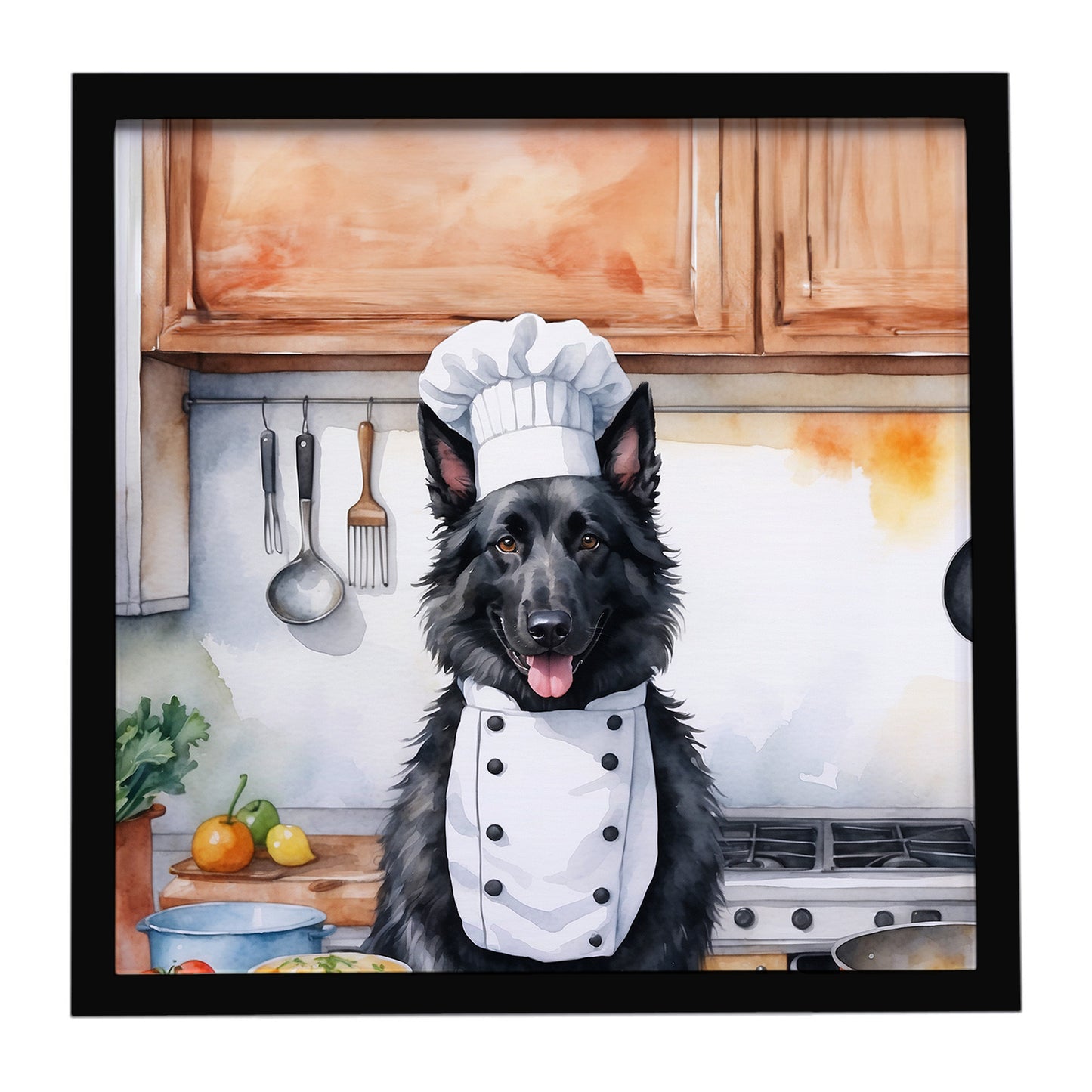 Buy this Belgian Sheepdog The Chef Framed Metal Print