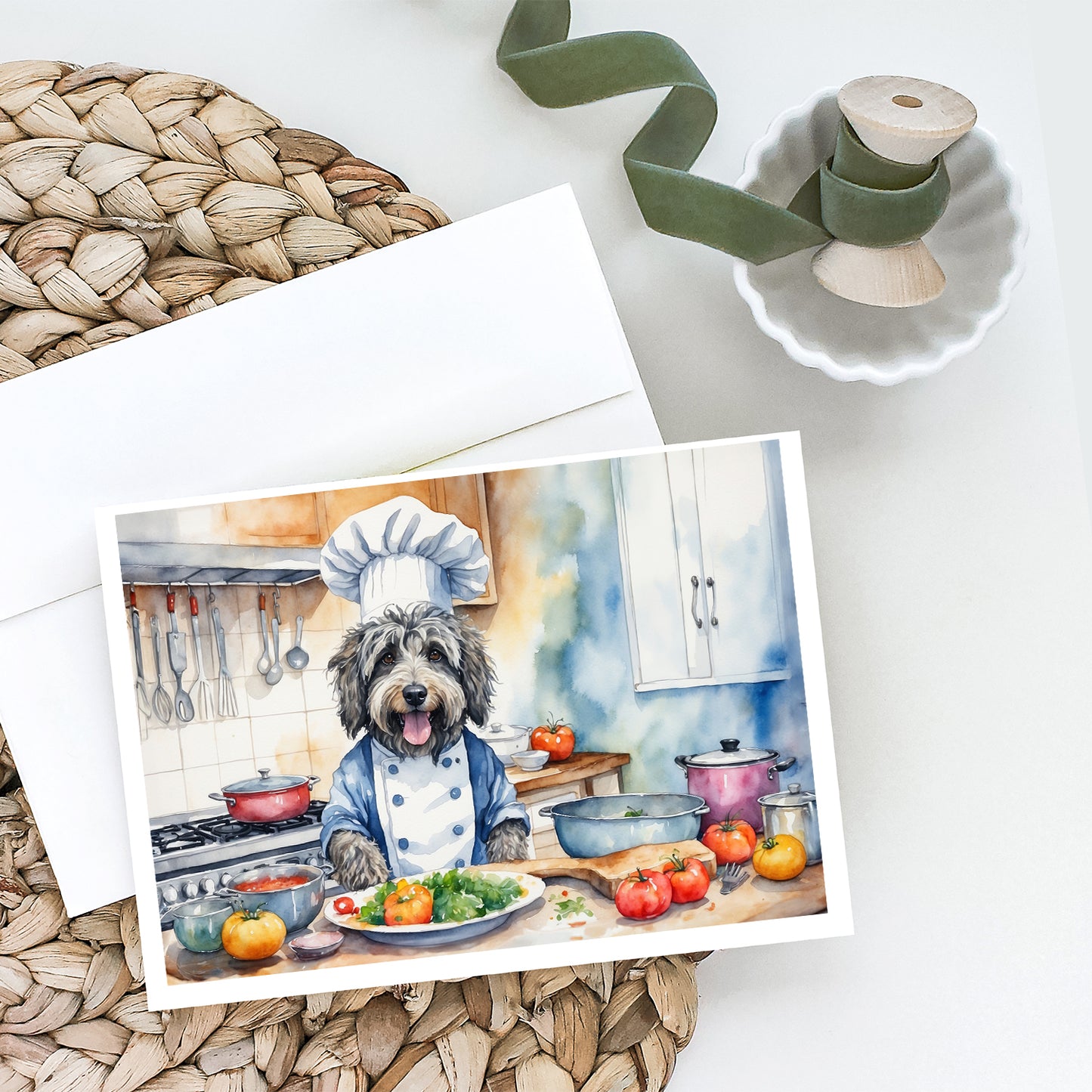 Bergamasco Sheepdog The Chef Greeting Cards Pack of 8