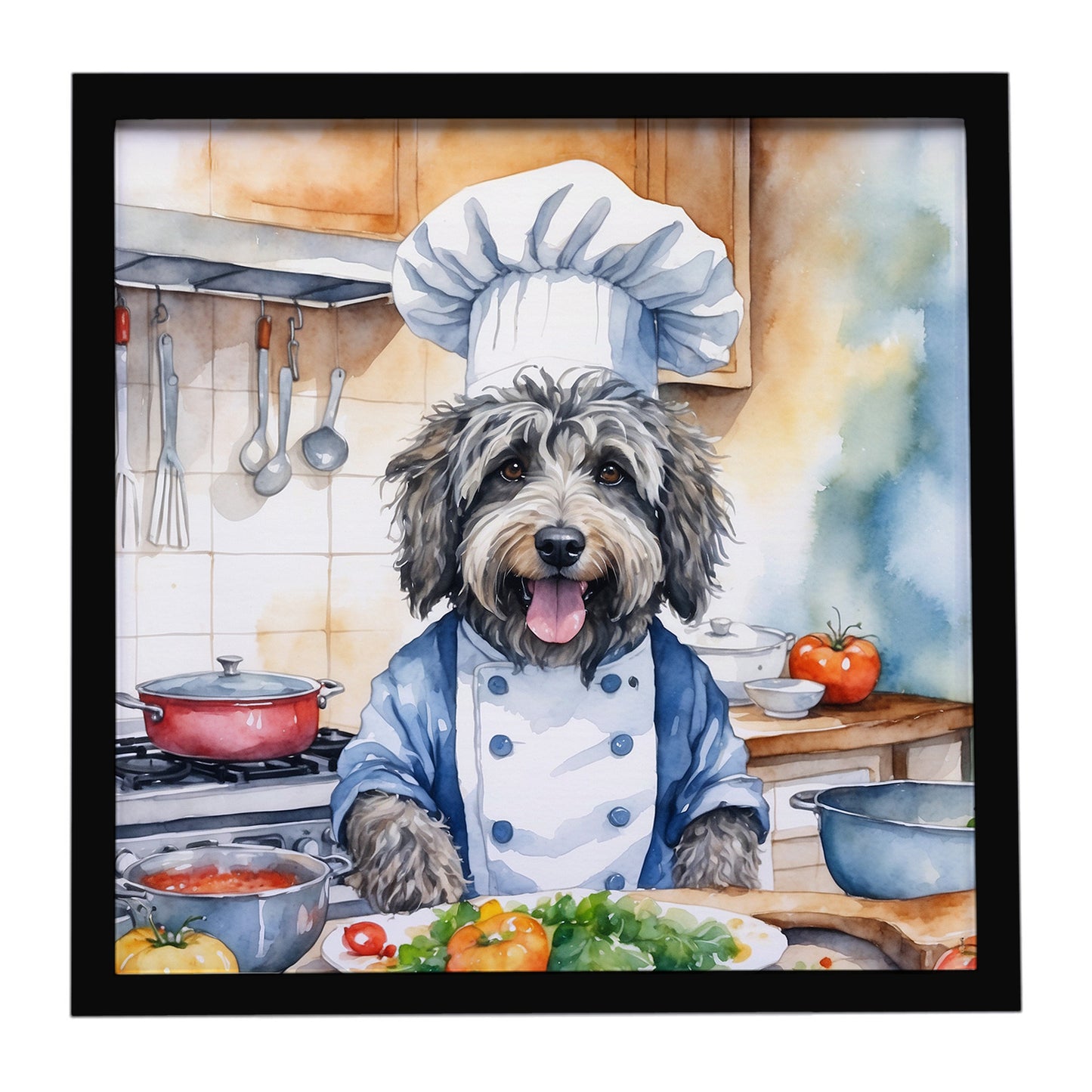 Buy this Bergamasco Sheepdog The Chef Framed Metal Print