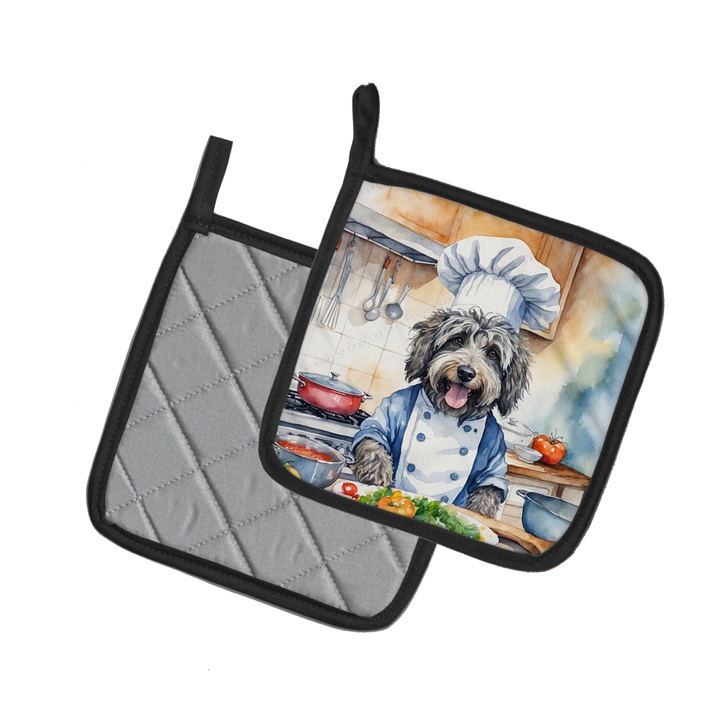 Bergamasco Sheepdog The Chef Pair of Pot Holders