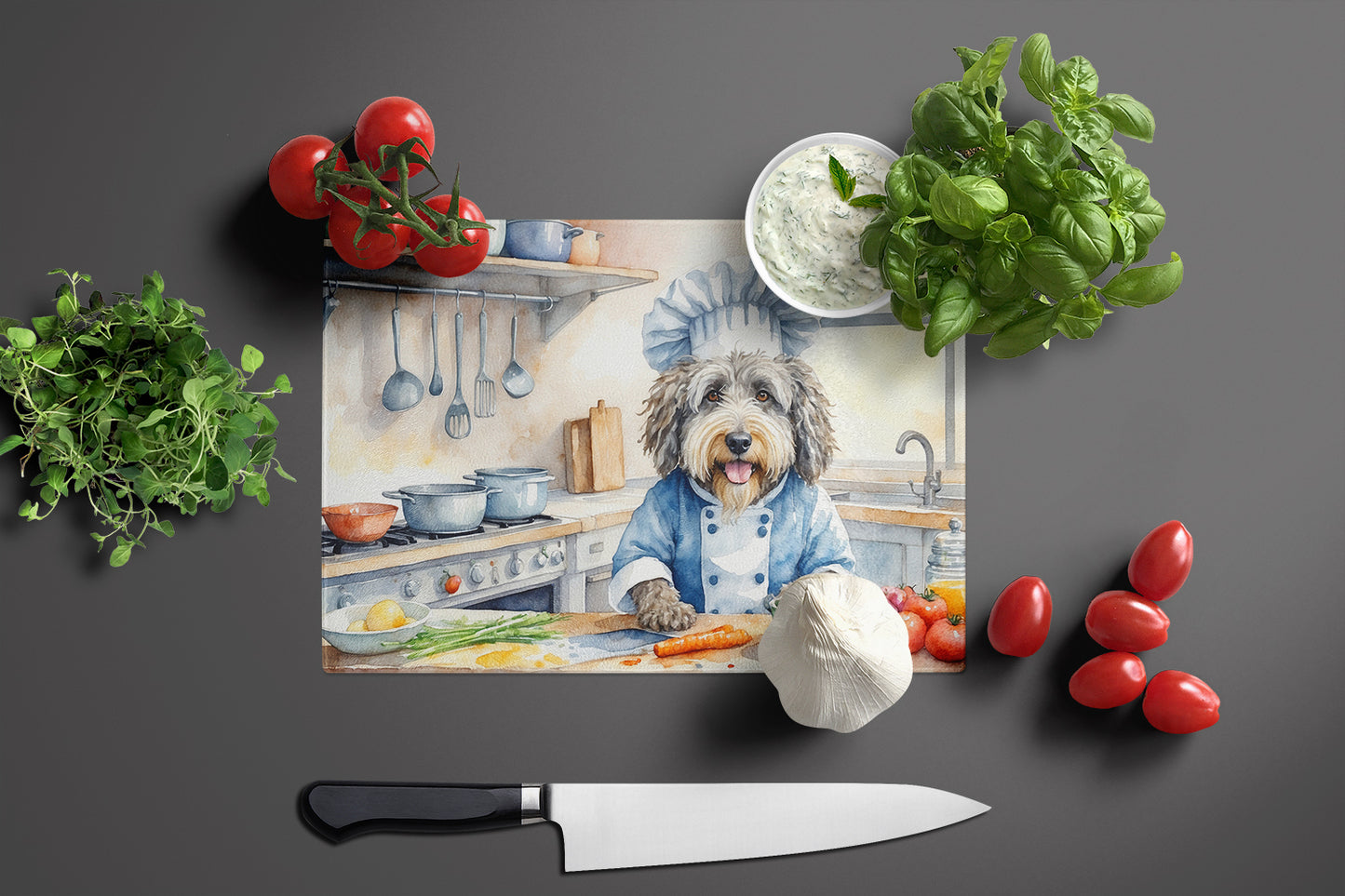 Bergamasco Sheepdog The Chef Glass Cutting Board