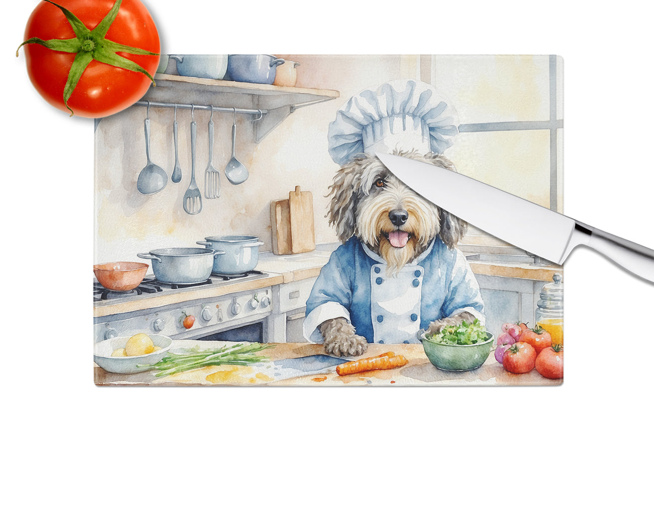 Bergamasco Sheepdog The Chef Glass Cutting Board