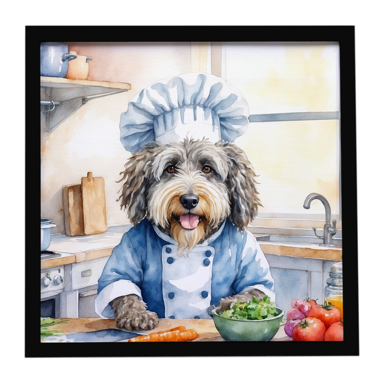 Buy this Bergamasco Sheepdog The Chef Framed Metal Print