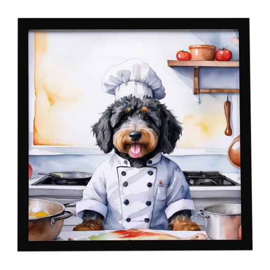 Buy this Bernedoodle The Chef Framed Metal Print