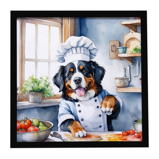 Buy this Bernese Mountain Dog The Chef Framed Metal Print