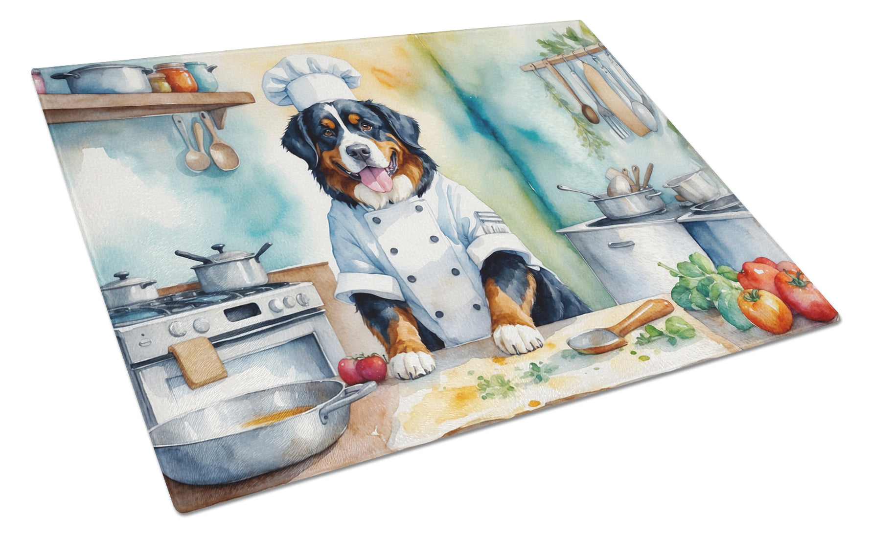 Buy this Bernese Mountain Dog The Chef Glass Cutting Board