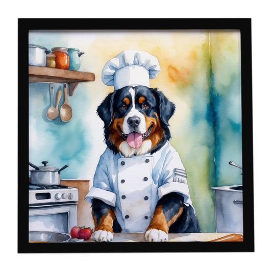 Buy this Bernese Mountain Dog The Chef Framed Metal Print