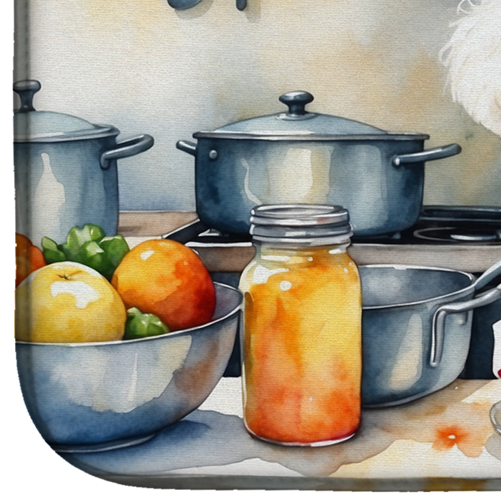 Bichon Frise The Chef Dish Drying Mat