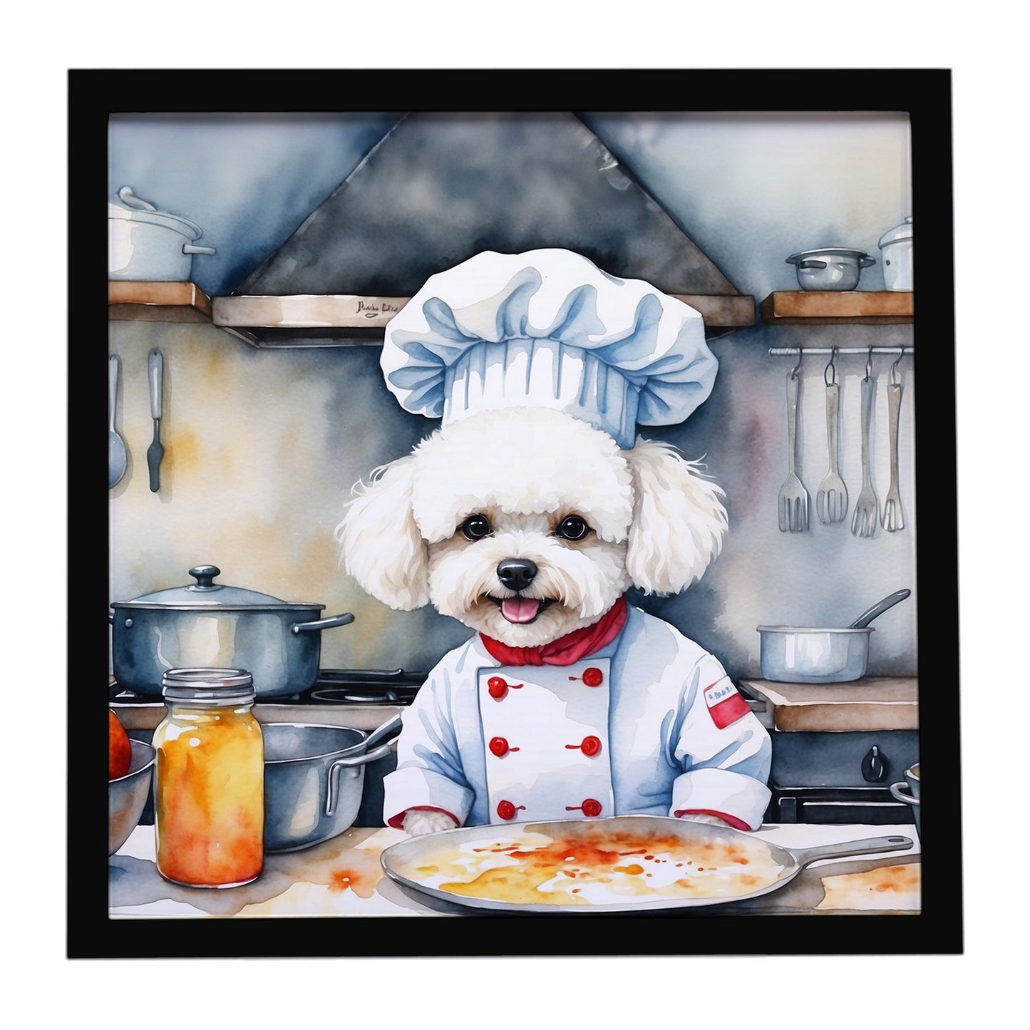 Buy this Bichon Frise The Chef Framed Metal Print