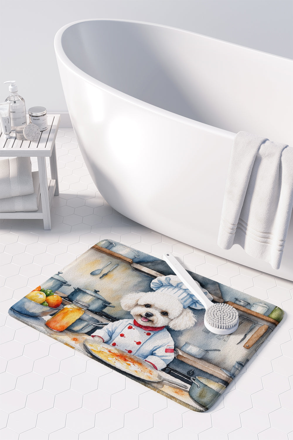 Bichon Frise The Chef Memory Foam Kitchen Mat