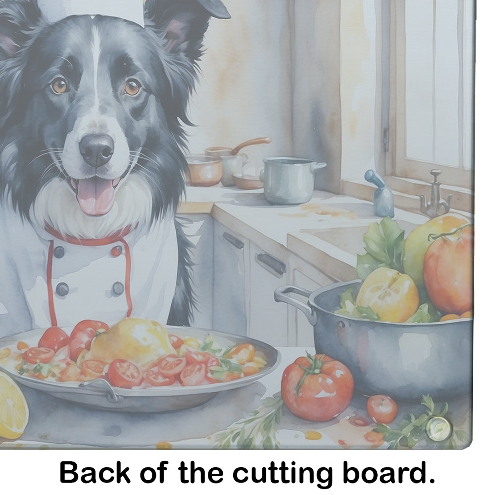 Border Collie The Chef Glass Cutting Board