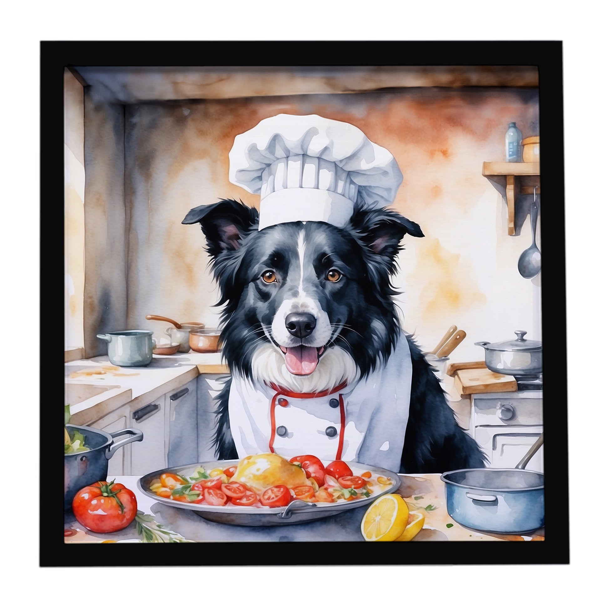 Buy this Border Collie The Chef Framed Metal Print