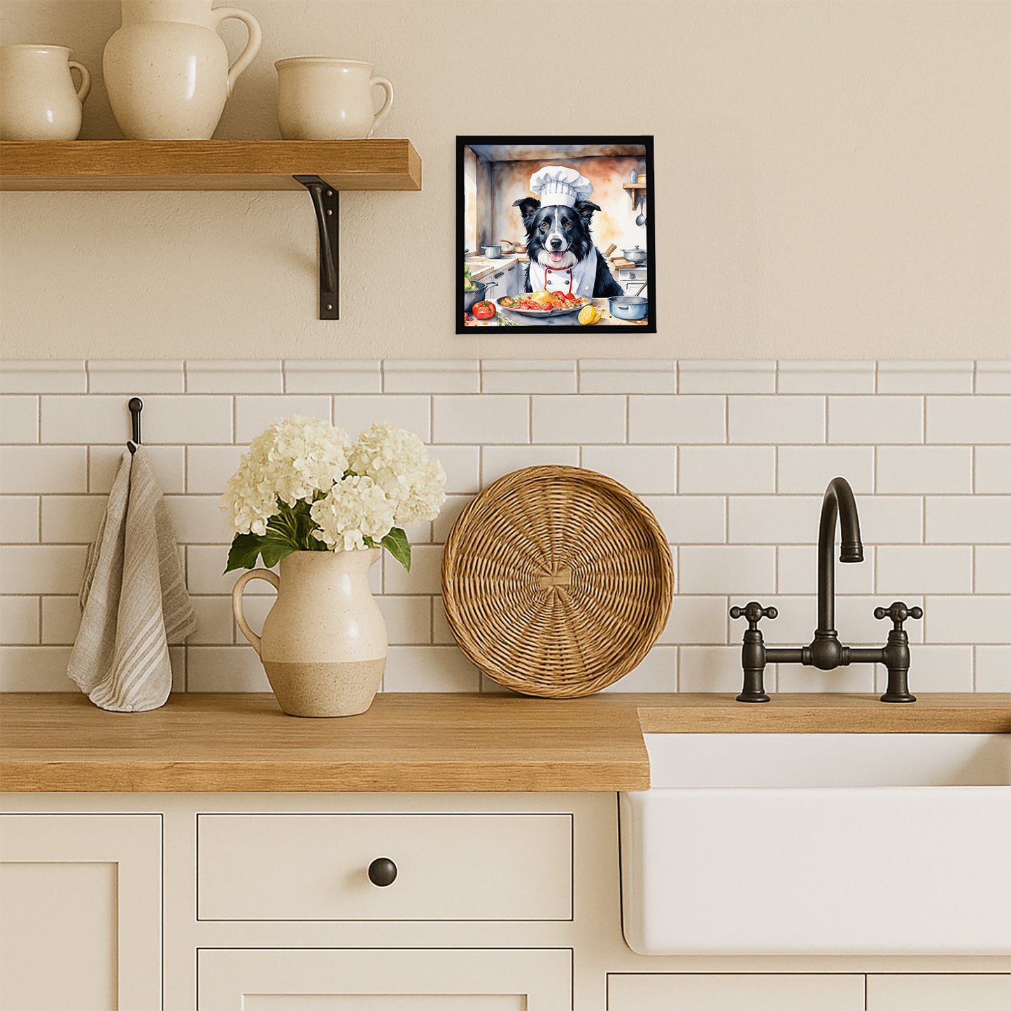 Border Collie The Chef Framed Metal Print