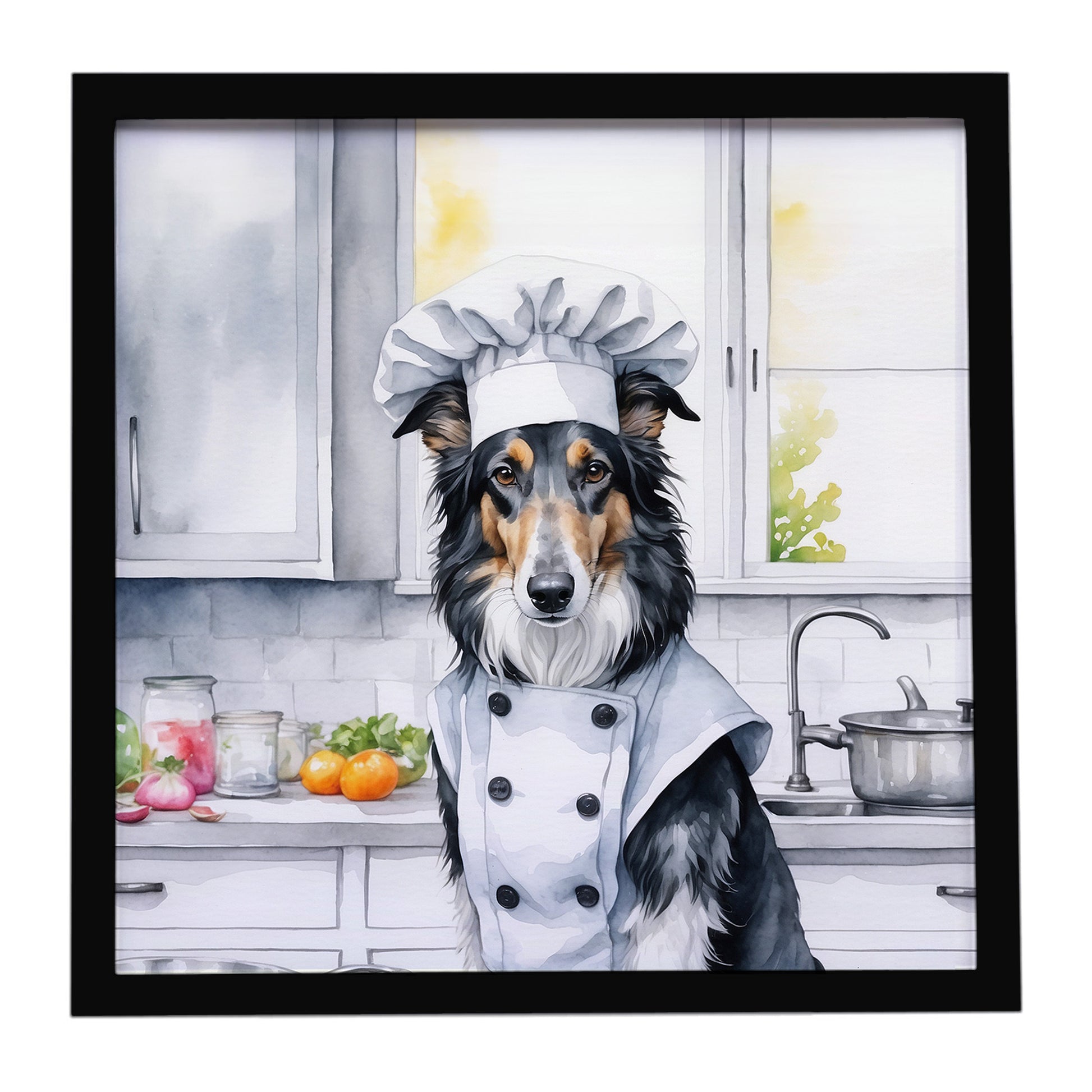Buy this Borzoi The Chef Framed Metal Print