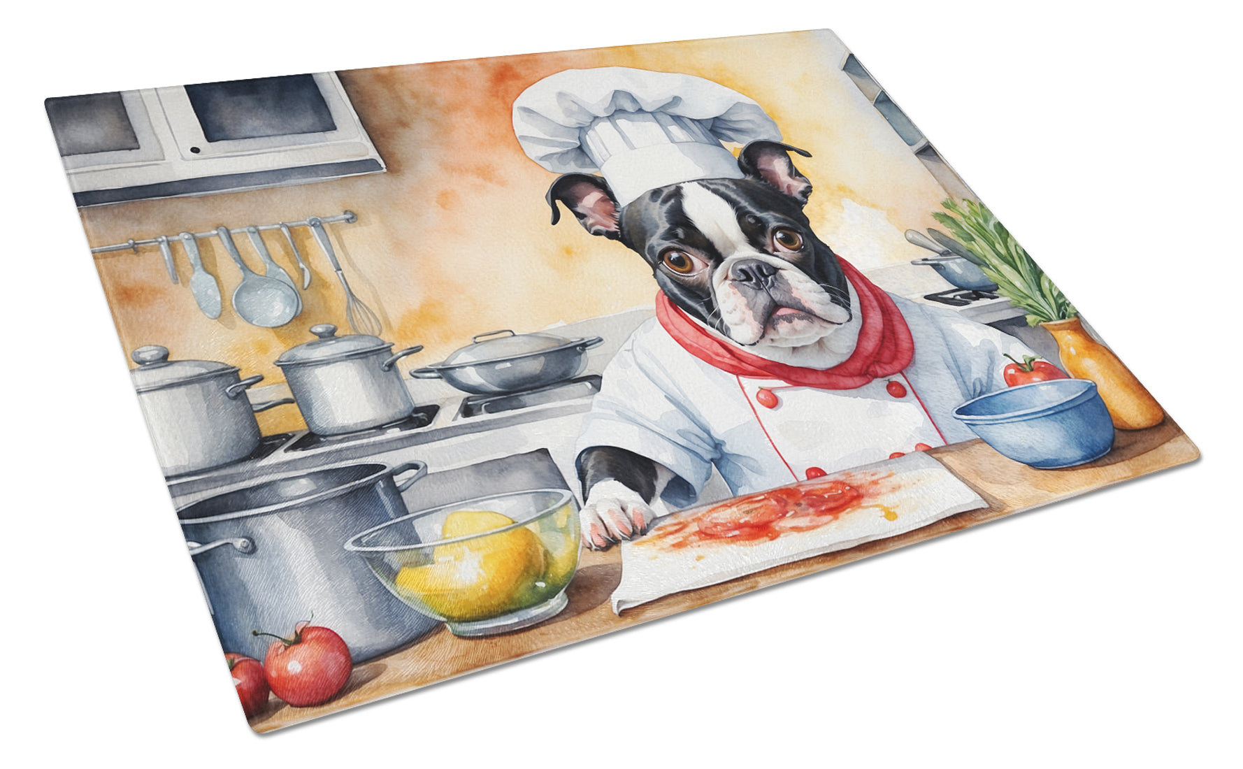 Buy this Boston Terrier The Chef Glass Cutting Board