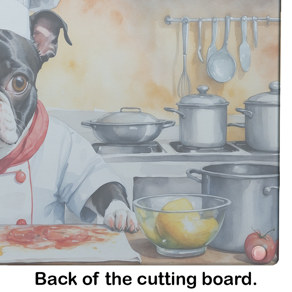 Boston Terrier The Chef Glass Cutting Board