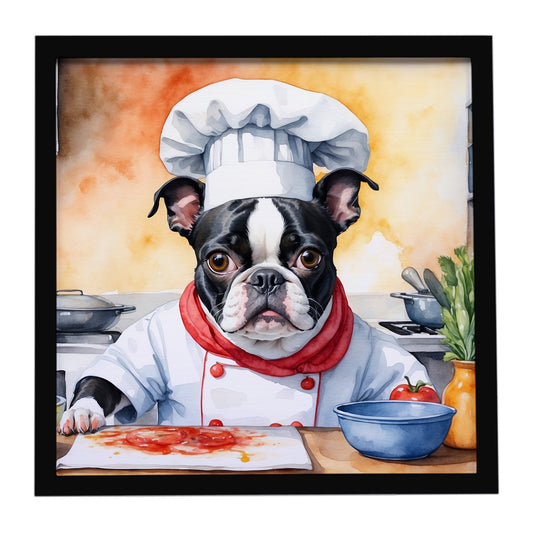 Buy this Boston Terrier The Chef Framed Metal Print