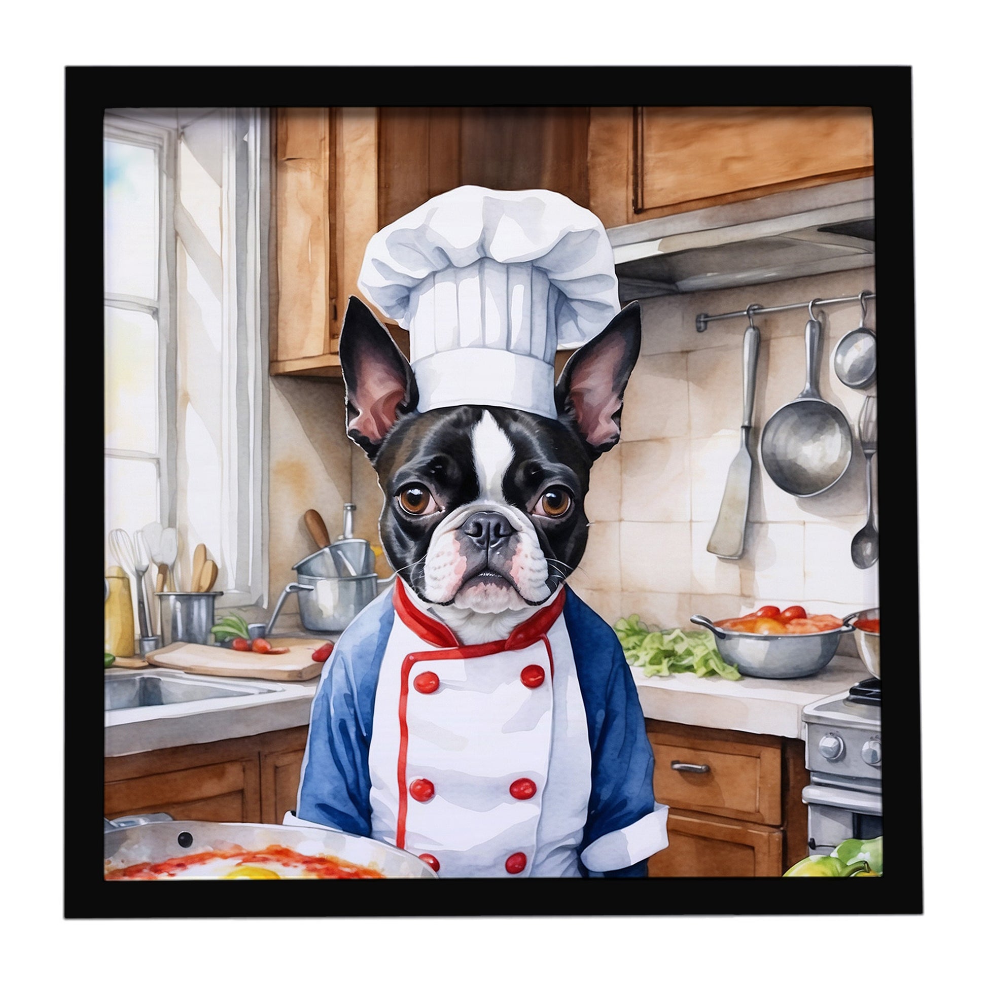 Buy this Boston Terrier The Chef Framed Metal Print