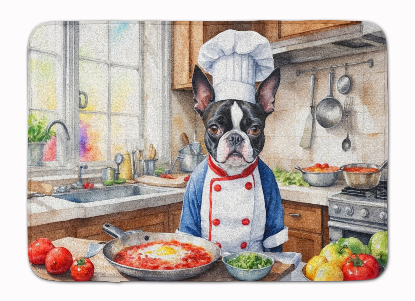 Buy this Boston Terrier The Chef Memory Foam Kitchen Mat