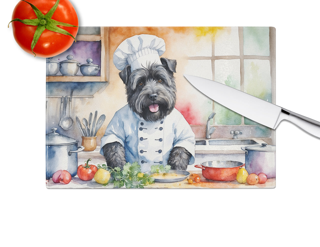 Bouvier des Flandres The Chef Glass Cutting Board