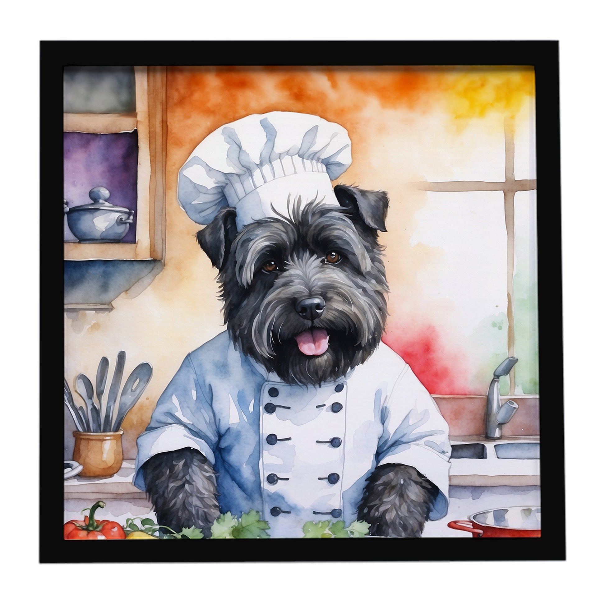 Buy this Bouvier des Flandres The Chef Framed Metal Print