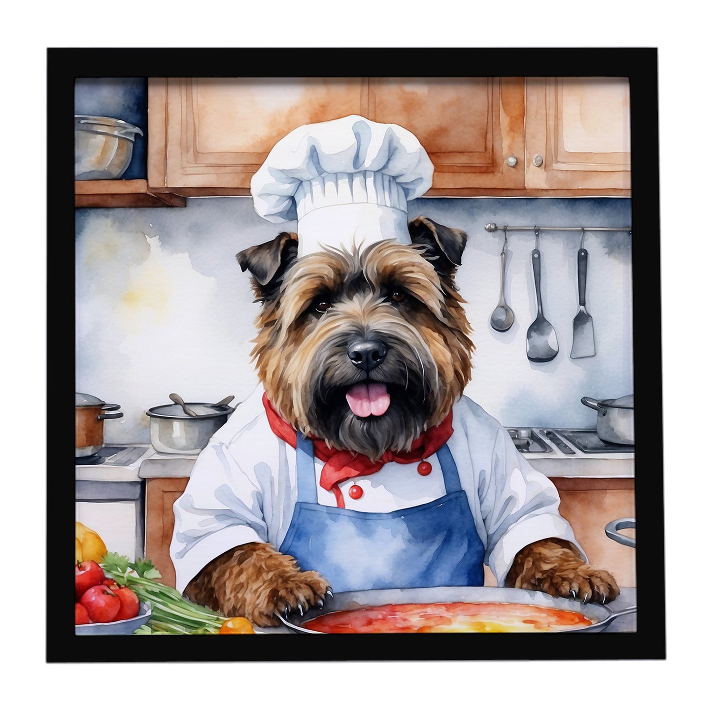 Buy this Bouvier des Flandres The Chef Framed Metal Print