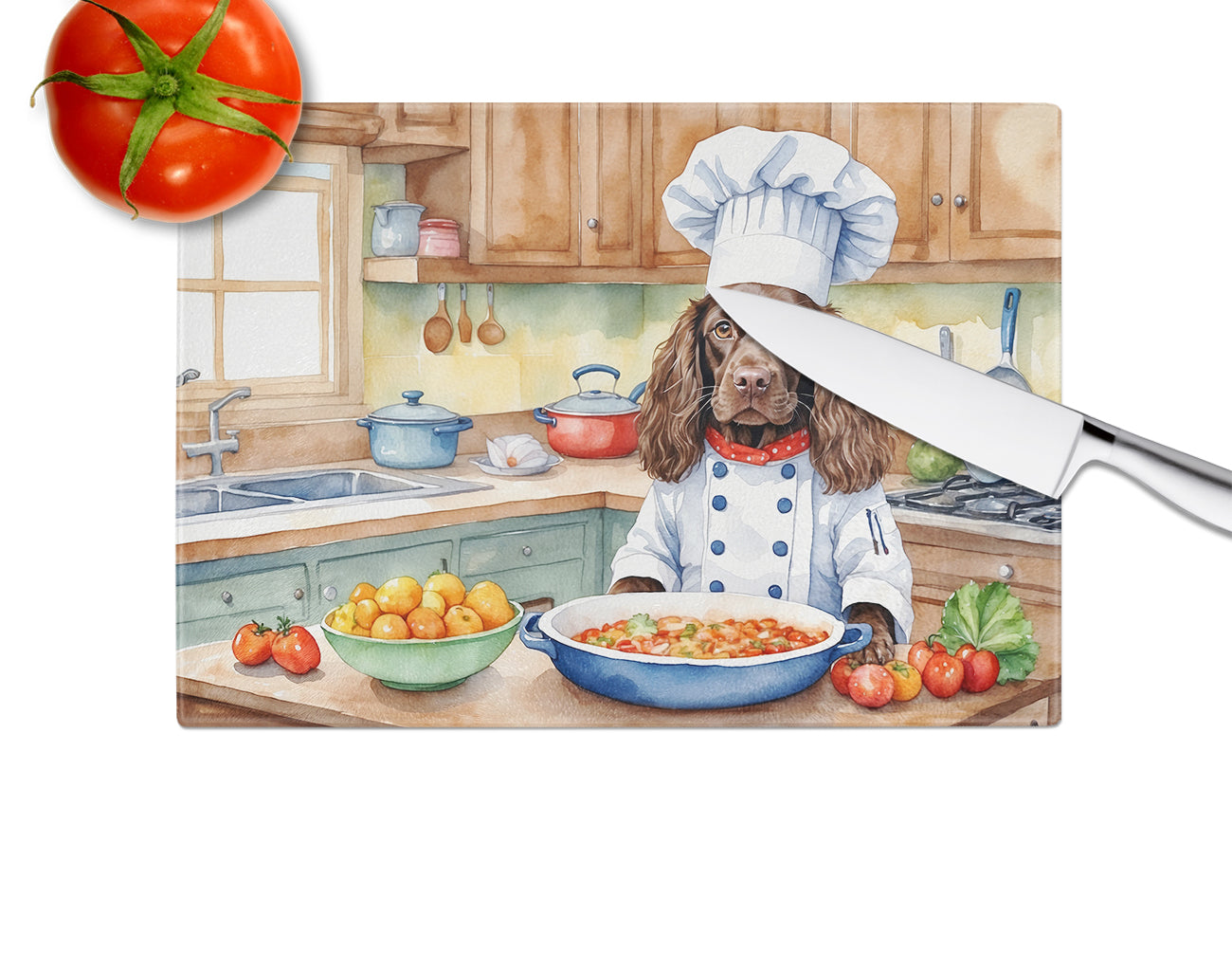 Boykin Spaniel The Chef Glass Cutting Board