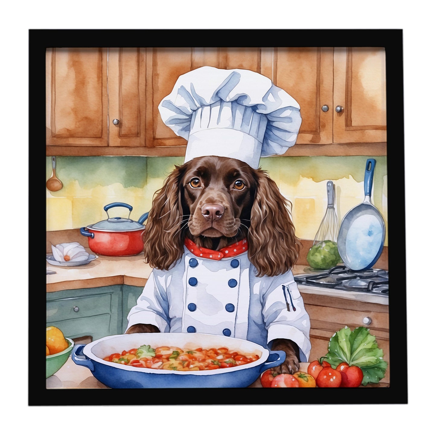 Buy this Boykin Spaniel The Chef Framed Metal Print