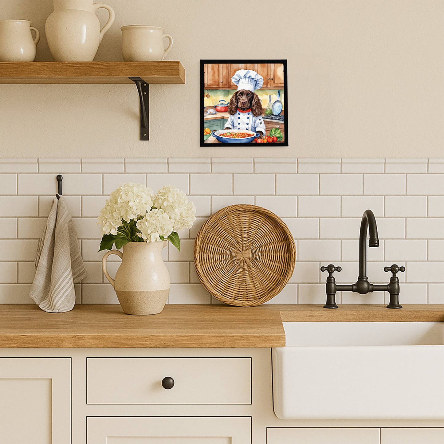 Boykin Spaniel The Chef Framed Metal Print