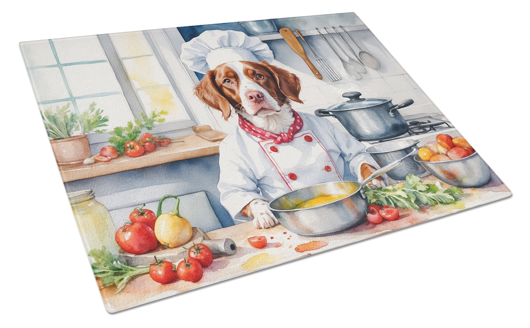 Buy this Brittany Spaniel The Chef Glass Cutting Board