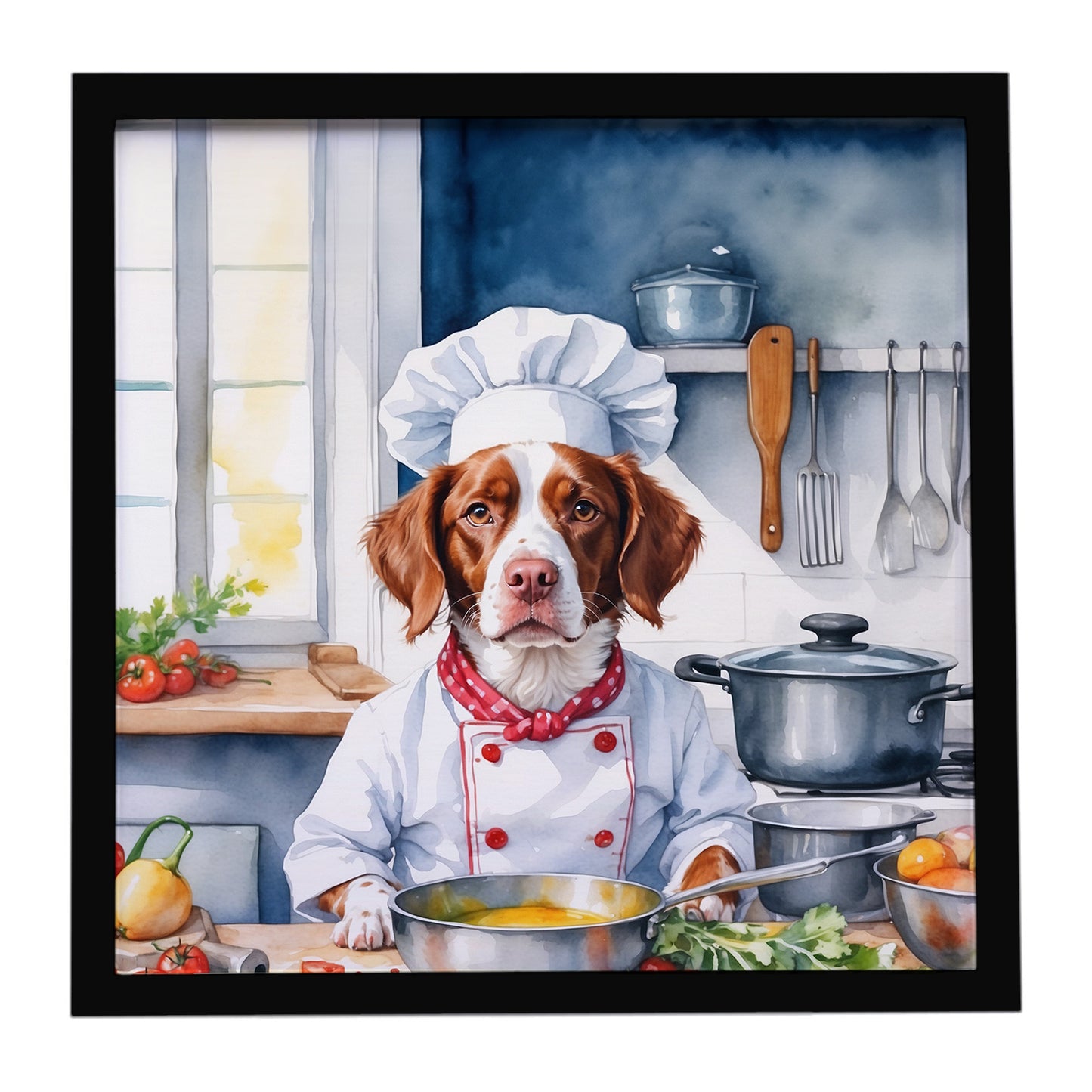Buy this Brittany Spaniel The Chef Framed Metal Print