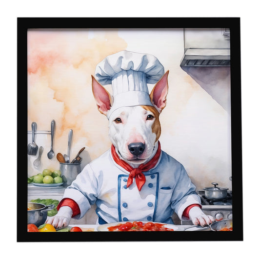 Buy this Bull Terrier The Chef Framed Metal Print