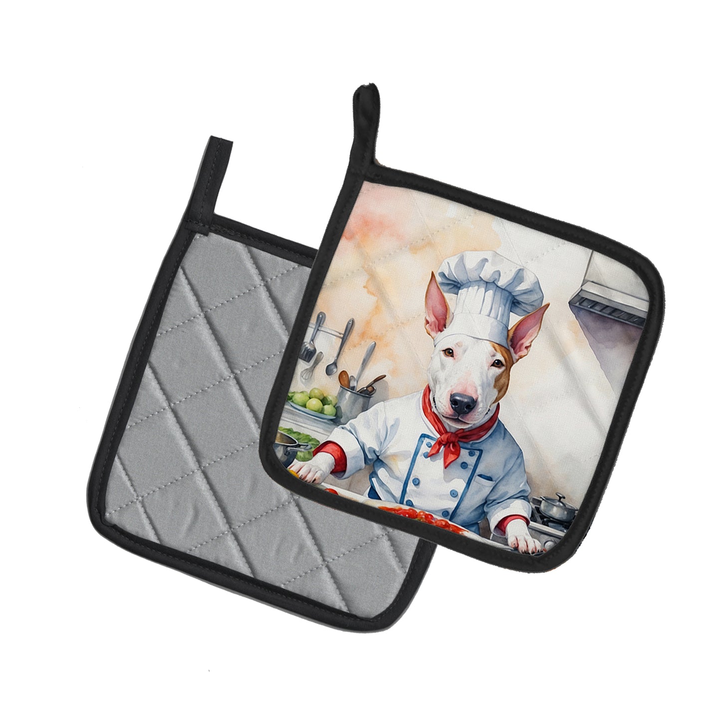 Bull Terrier The Chef Pair of Pot Holders