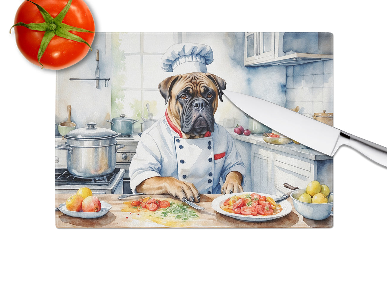 Bullmastiff The Chef Glass Cutting Board