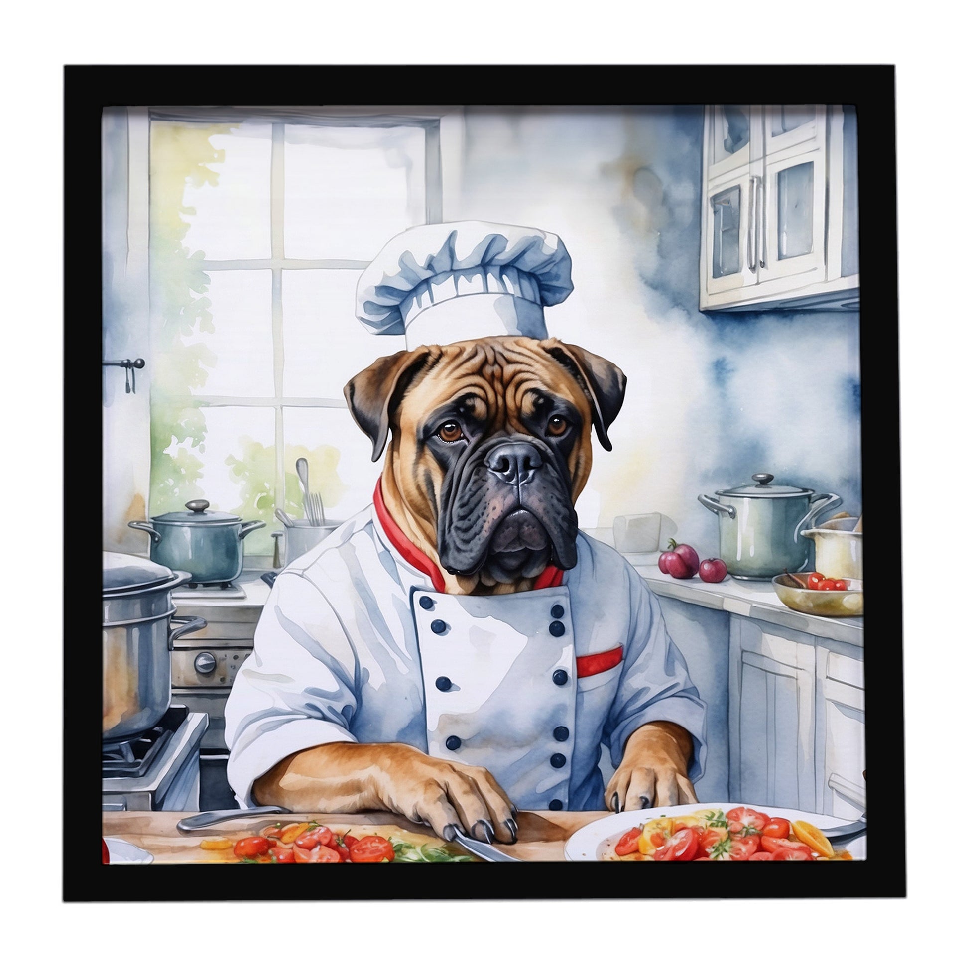 Buy this Bullmastiff The Chef Framed Metal Print