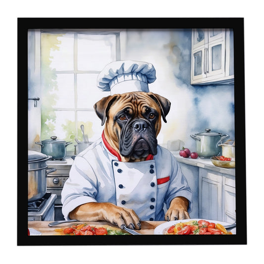 Buy this Bullmastiff The Chef Framed Metal Print
