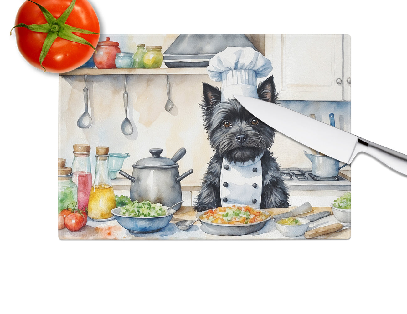 Cairn Terrier The Chef Glass Cutting Board