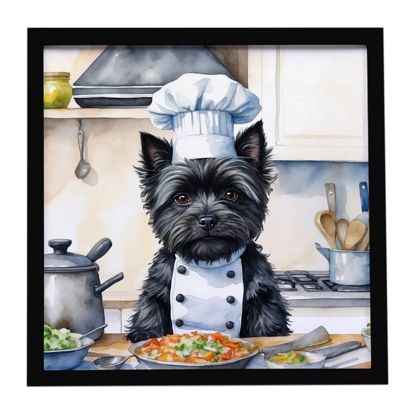 Buy this Cairn Terrier The Chef Framed Metal Print
