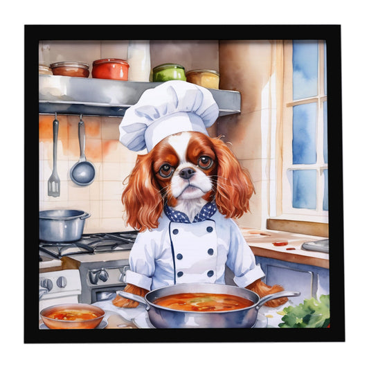 Buy this Cavalier Spaniel The Chef Framed Metal Print
