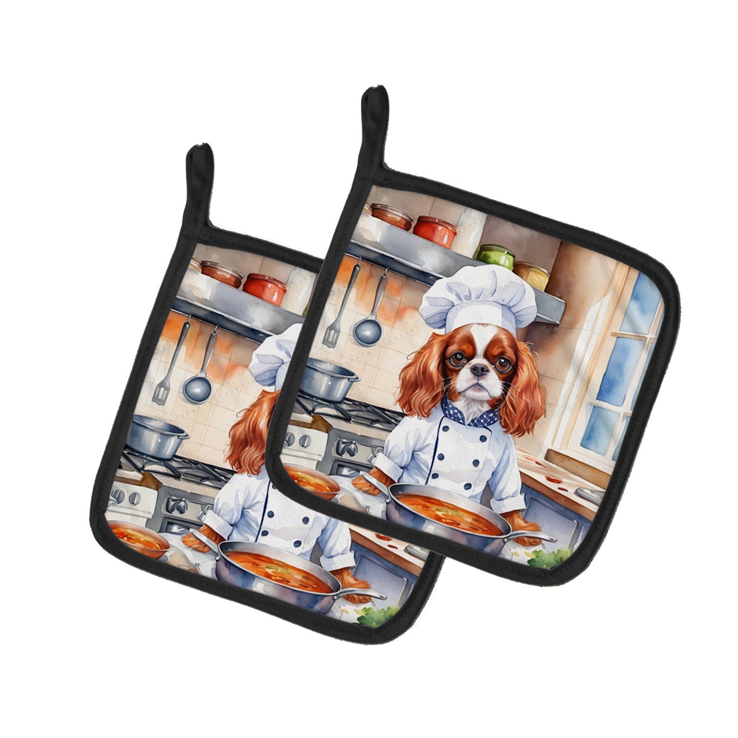 Buy this Cavalier Spaniel The Chef Pair of Pot Holders