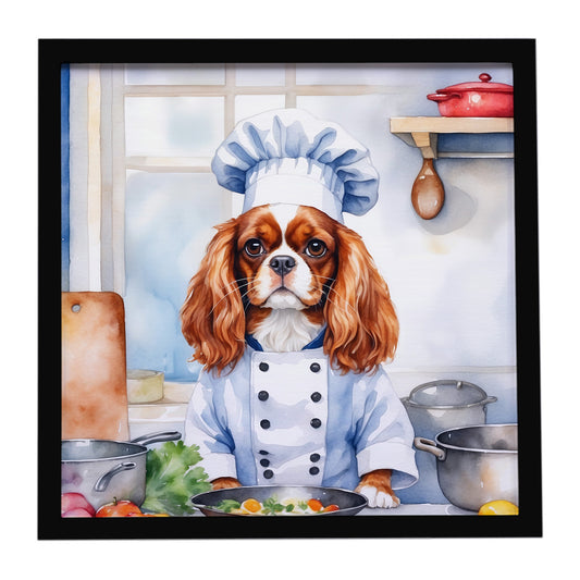 Buy this Cavalier Spaniel The Chef Framed Metal Print