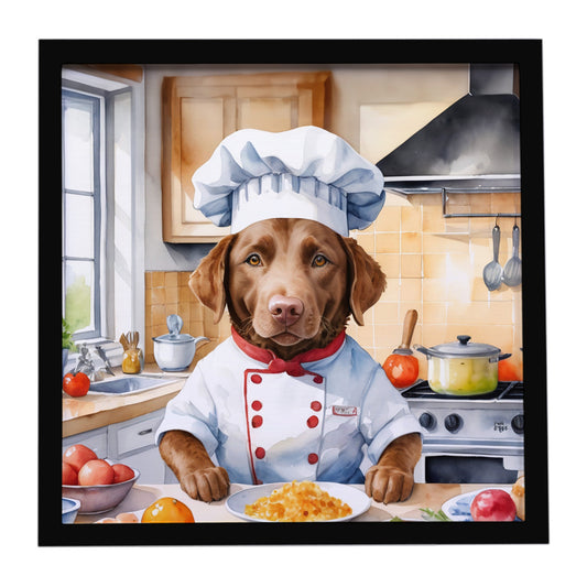 Buy this Chesapeake Bay Retriever The Chef Framed Metal Print