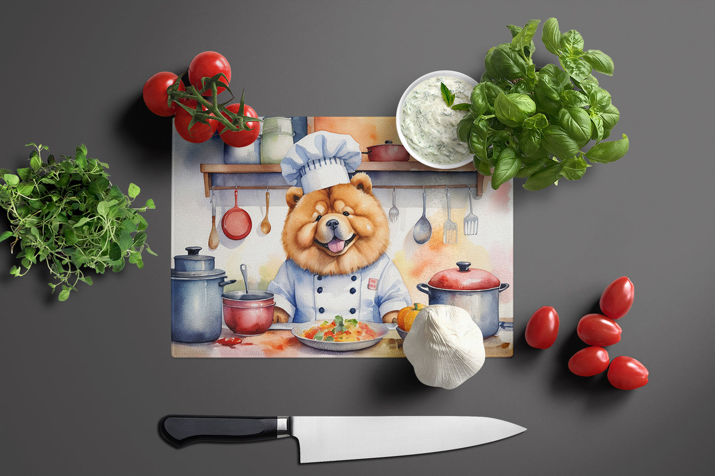 Chow Chow The Chef Glass Cutting Board