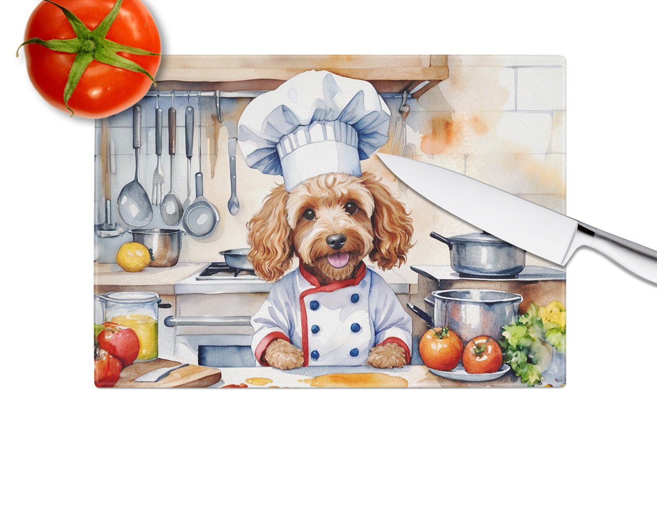 Cockapoo The Chef Glass Cutting Board