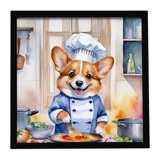 Buy this Corgi The Chef Framed Metal Print