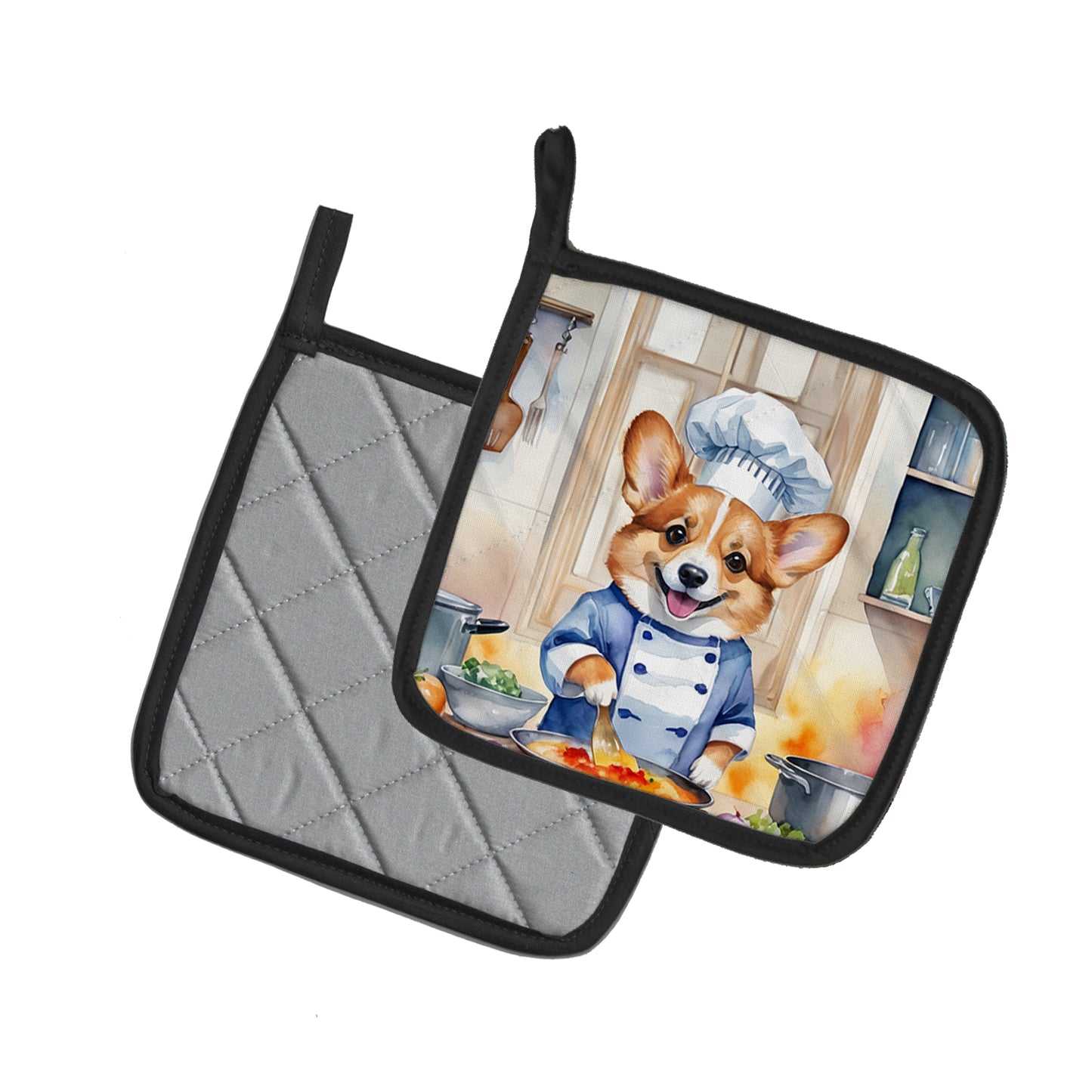 Corgi The Chef Pair of Pot Holders