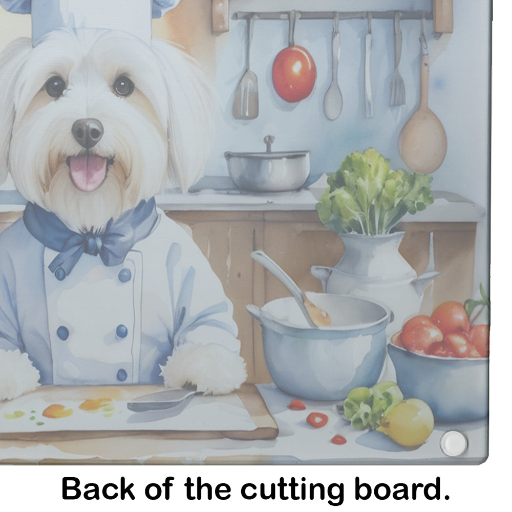 Coton de Tulear The Chef Glass Cutting Board