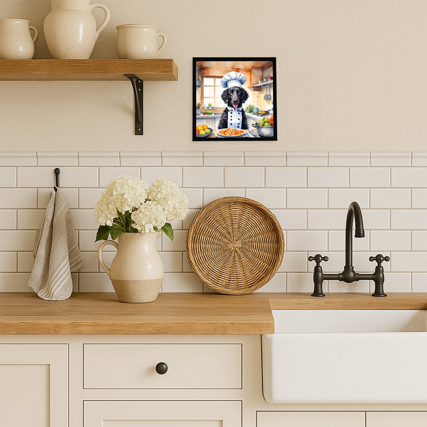 Curly-Coated Retriever The Chef Framed Metal Print